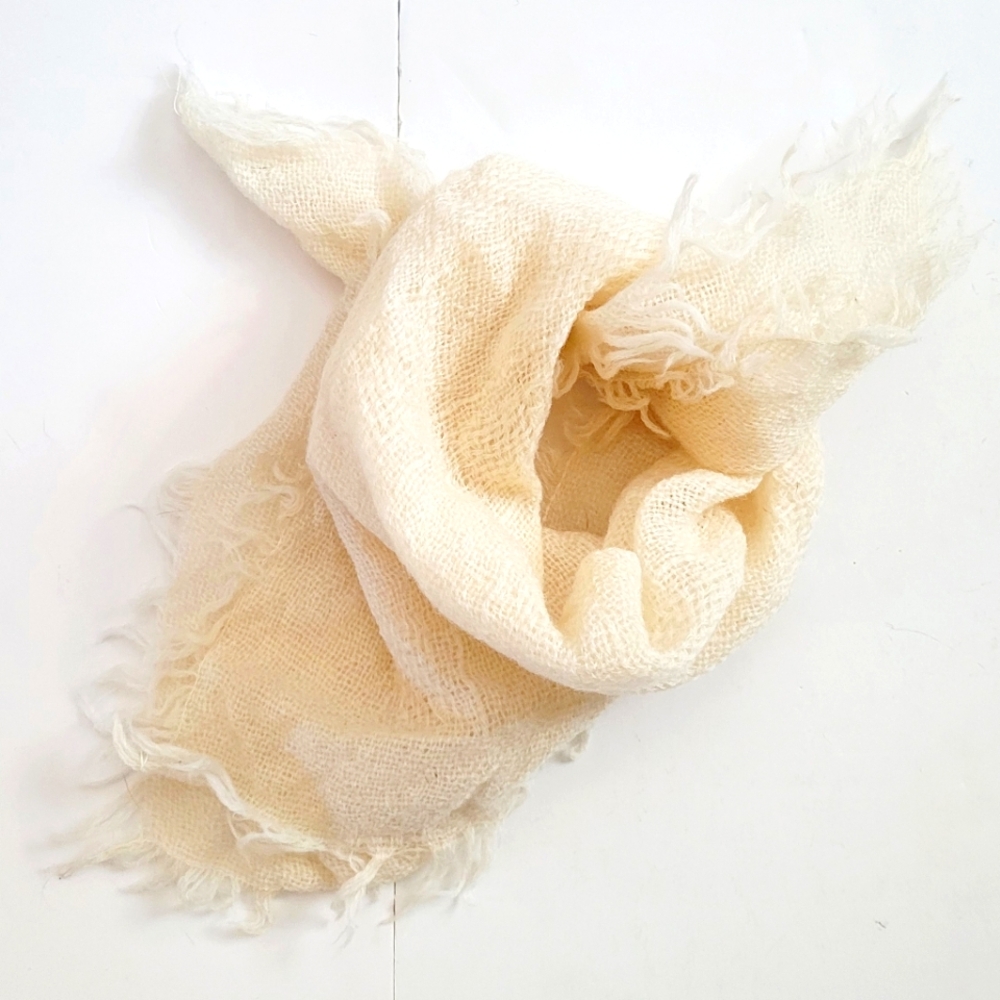 NWOT Cream Fringed Scarf